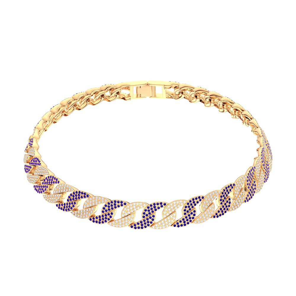 Infinity Blue and White Sapphire 18K Gold Vermeil Pave Link Choker Necklace