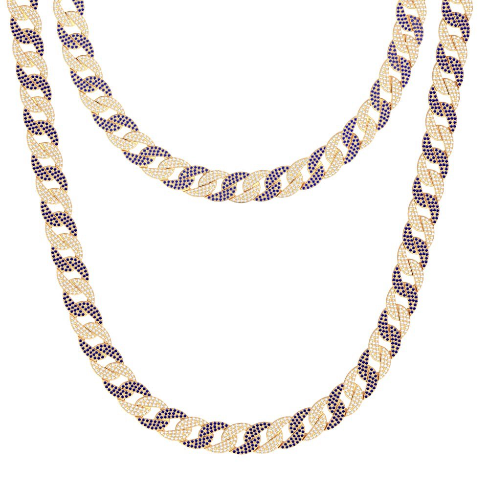 Infinity Blue and White Sapphire 18K Gold Vermeil Pave Link Choker Necklace #3