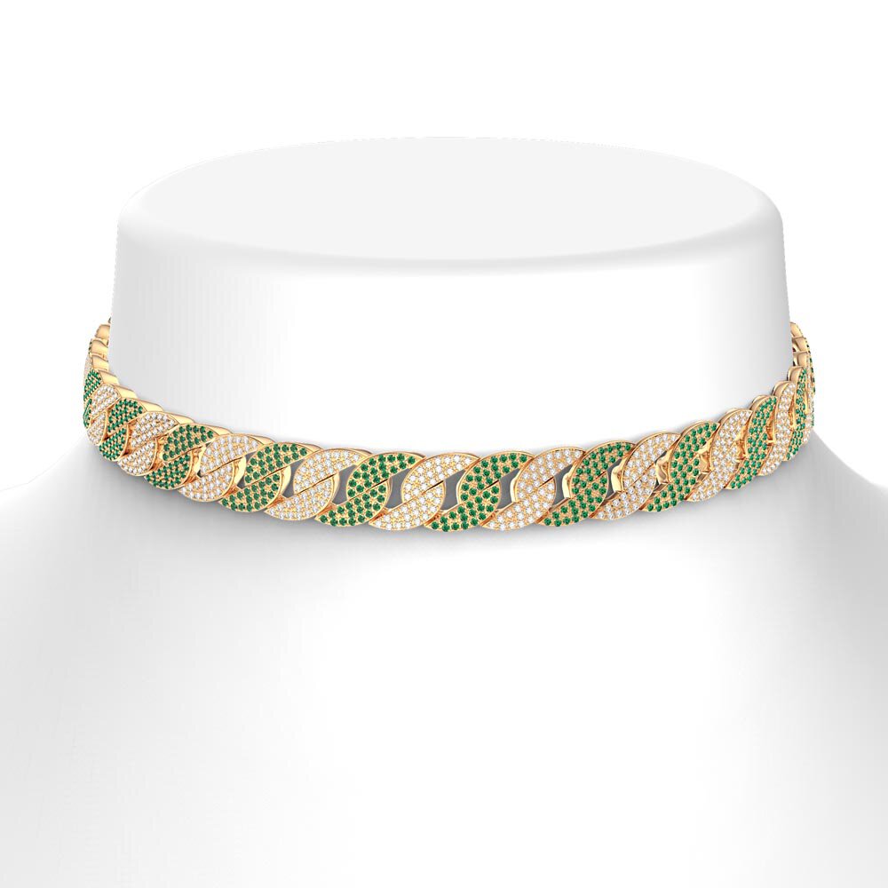 Infinity Emerald and White Sapphire 18K Gold Vermeil Pave Link Choker Necklace #2