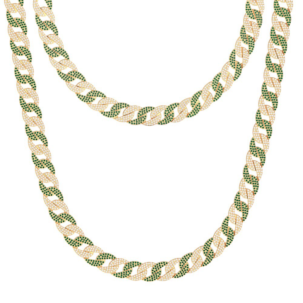 Infinity Emerald and White Sapphire 18K Gold Vermeil Pave Link Choker Necklace #3
