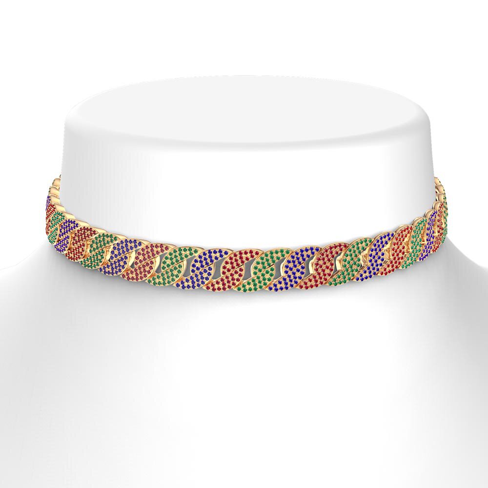 Infinity Rainbow 18K Gold Vermeil Pave Link Choker Necklace #2