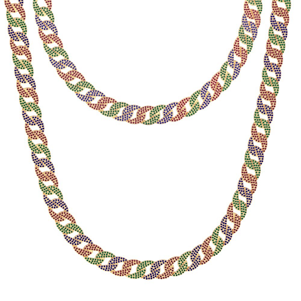 Infinity Rainbow 18K Gold Vermeil Pave Link Choker Necklace #3