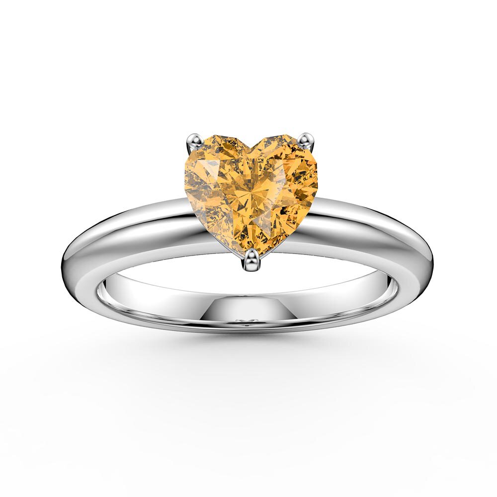 Unity 1ct Heart Citrine Solitaire 10K White Gold Proposal Ring