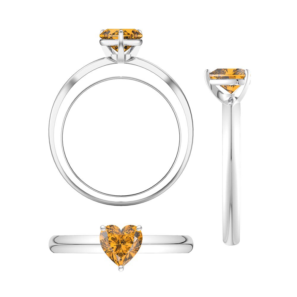 Unity 1ct Heart Citrine Solitaire 10K White Gold Proposal Ring #5