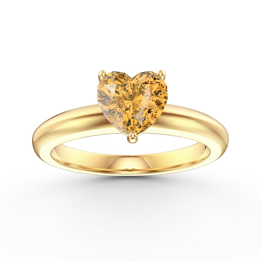 Unity 1ct Heart Citrine Solitaire 10K Yellow Gold Proposal Ring