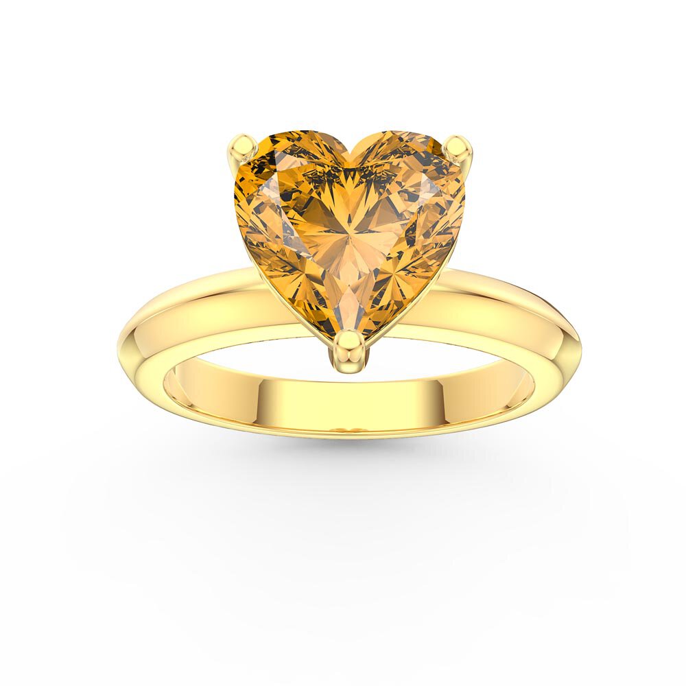 Unity 2ct Heart Citrine Solitaire 10K Yellow Gold Proposal Ring