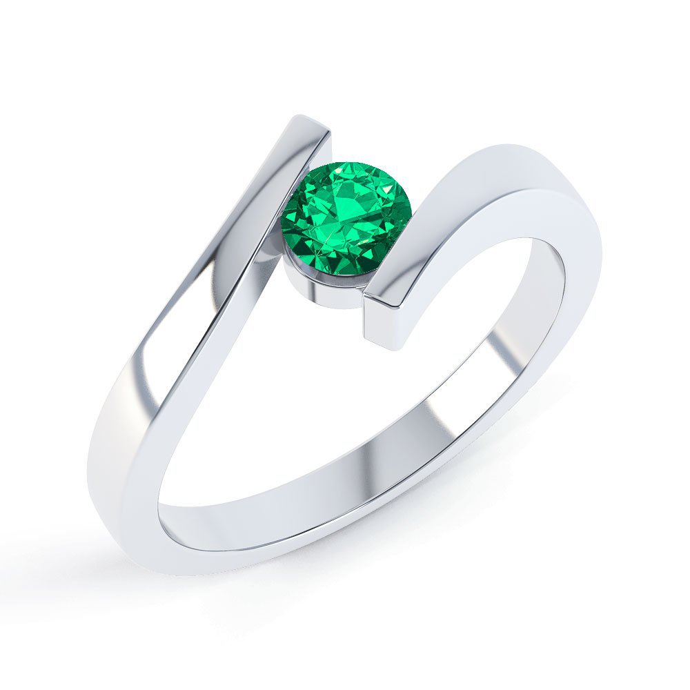 Combinations Emerald Round Stacking Silver Ring #1