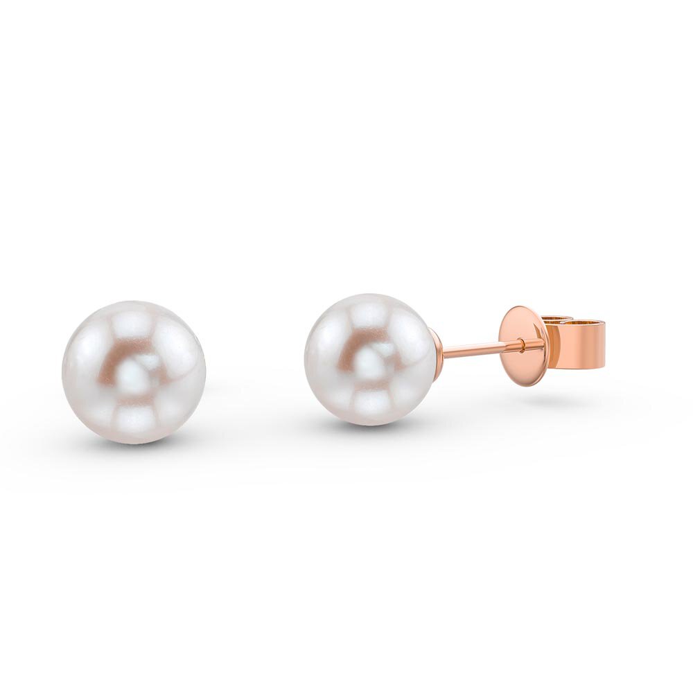 Venus Freshwater Pearl 18K Rose Gold Vermeil Stud Earrings 5.5 to 6.0m #1