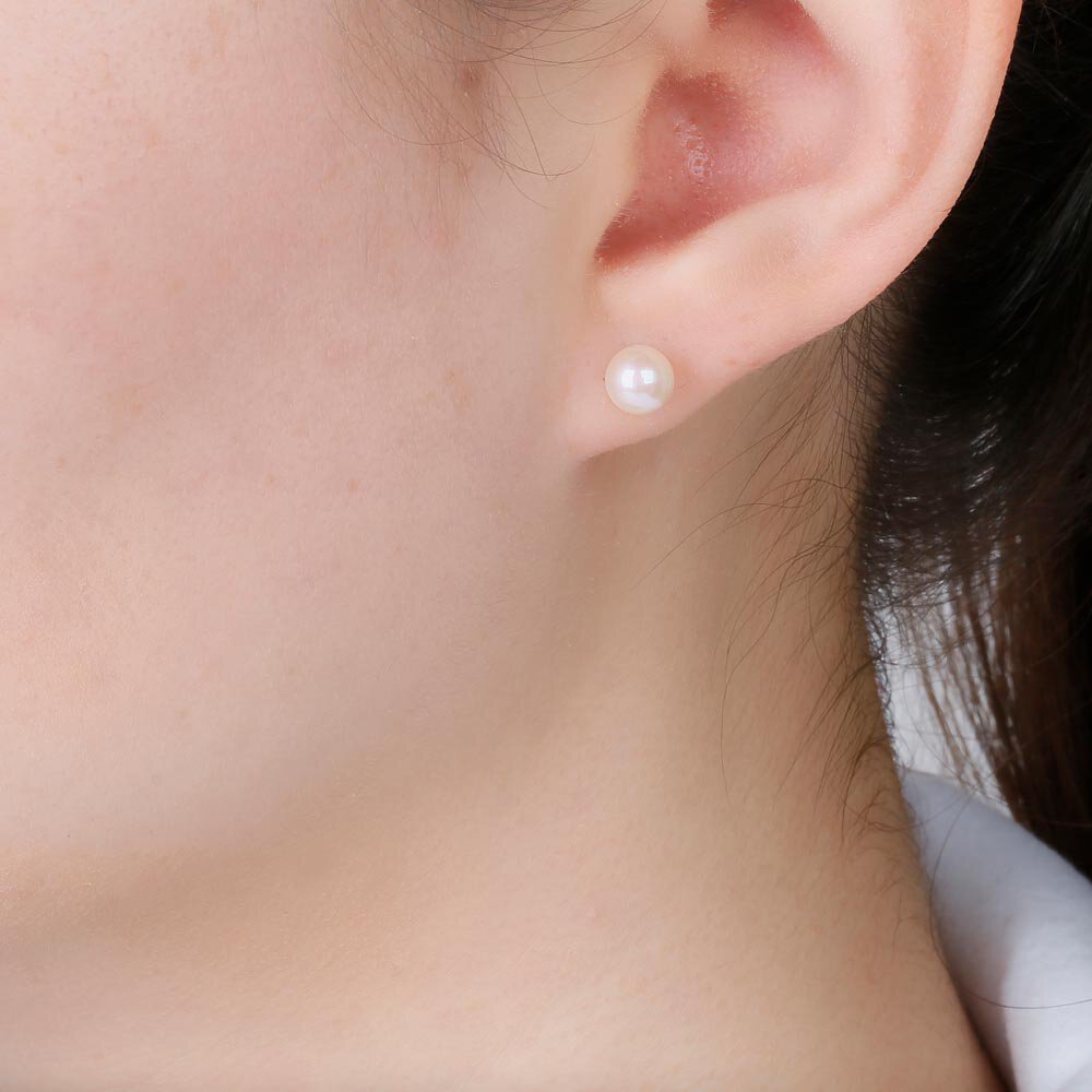 Venus Freshwater Pearl Platinum plated Silver Stud Earrings 5.5 to 6.0mm #2