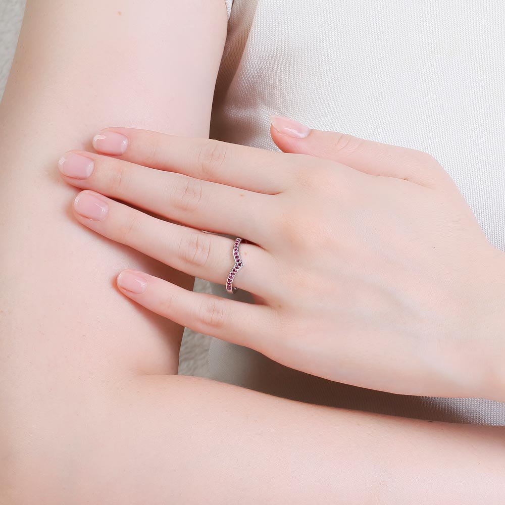 Unity Wishbone Ruby 18K White Gold Wedding Ring #2