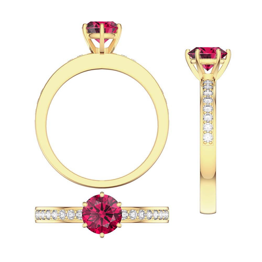 Unity 1ct Ruby 18K Yellow Gold Channel Proposal Ring #8