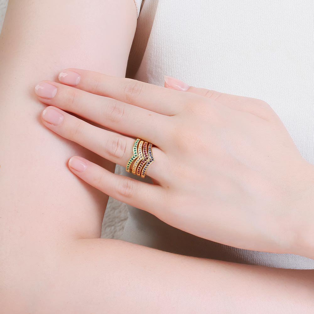 Unity Wishbone Emerald 10K Gold Promise Ring #3