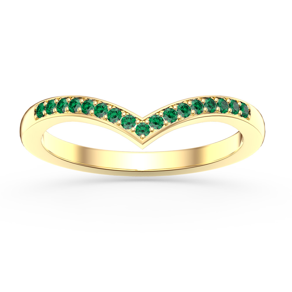 Unity Wishbone Emerald 18K Yellow Gold Wedding Ring