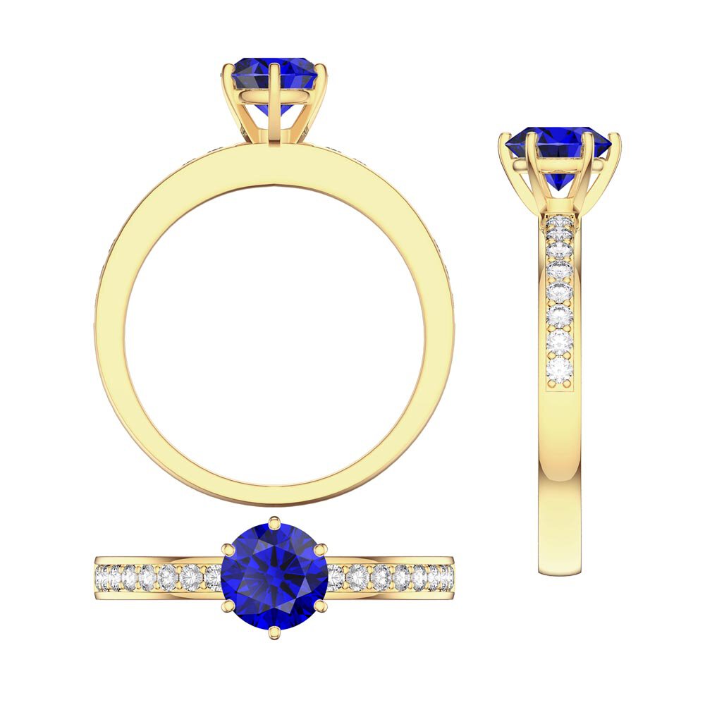 Unity 1ct Sapphire 18K Yellow Gold Channel Proposal Ring #8