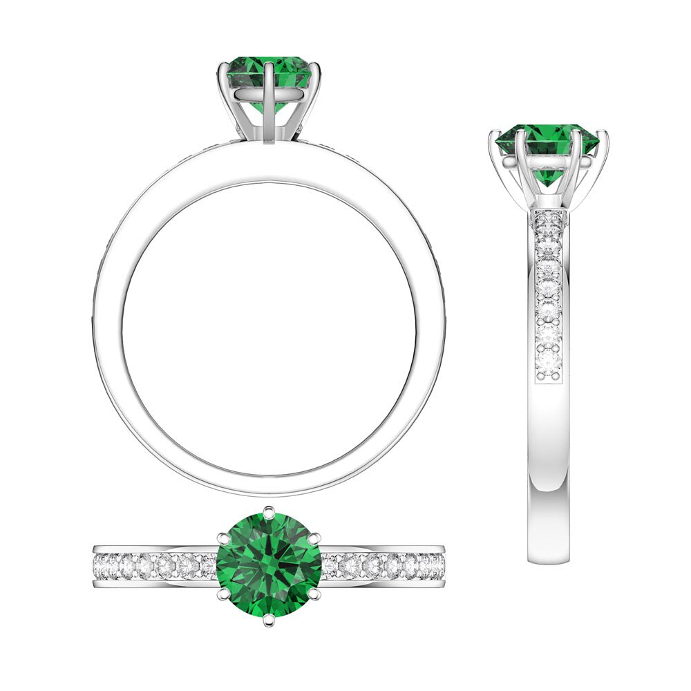 Unity 1ct Emerald and Diamond 18K White Gold Channel Engagement Ring #8