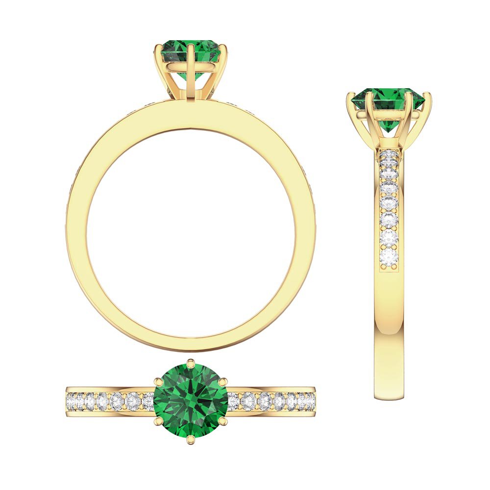 Unity 1ct Emerald and Diamond 18K Yellow Gold Channel Engagement Ring #8