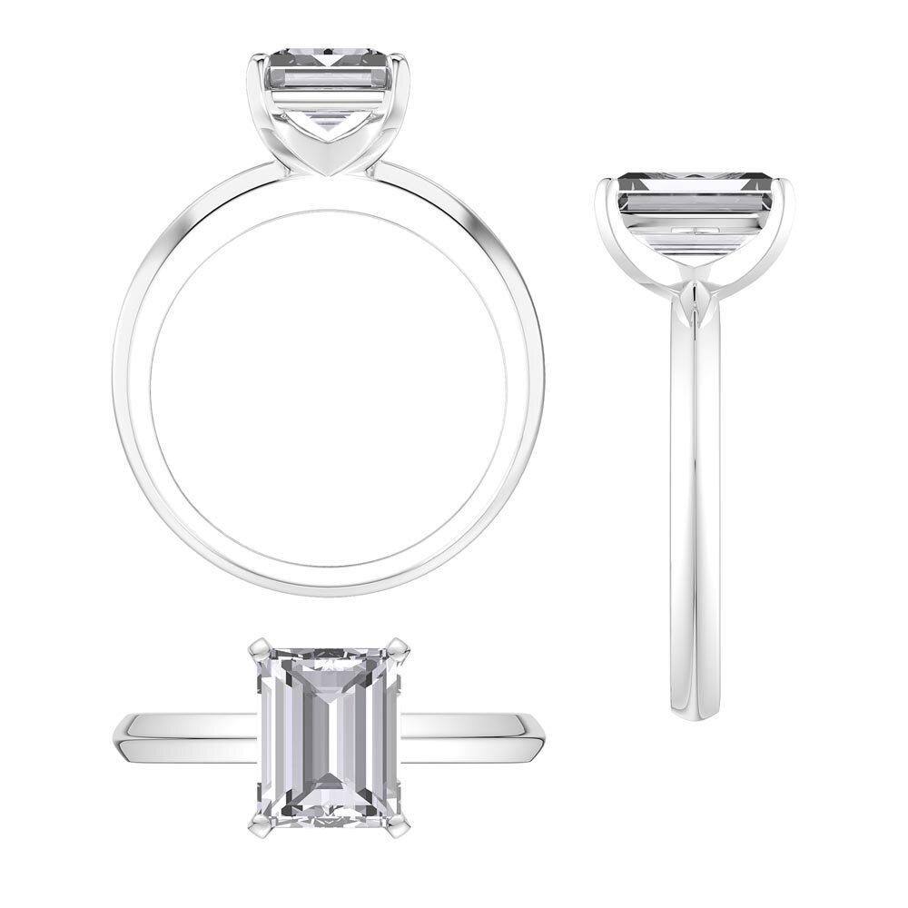 Unity 3ct Diamond Emerald Cut Solitaire Platinum Engagement Ring #3