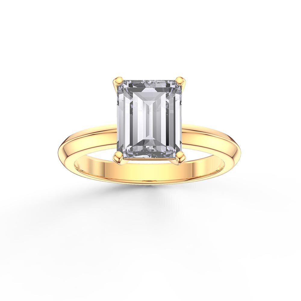 Unity 2ct Moissanite Emerald Cut Solitaire 18K Yellow Gold Proposal Ring