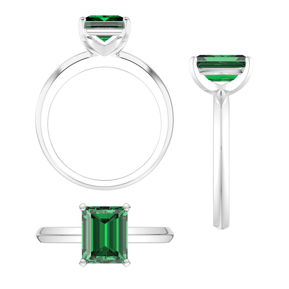 Unity 3ct Emerald Cut Emerald Solitaire Platinum Engagement Ring #3