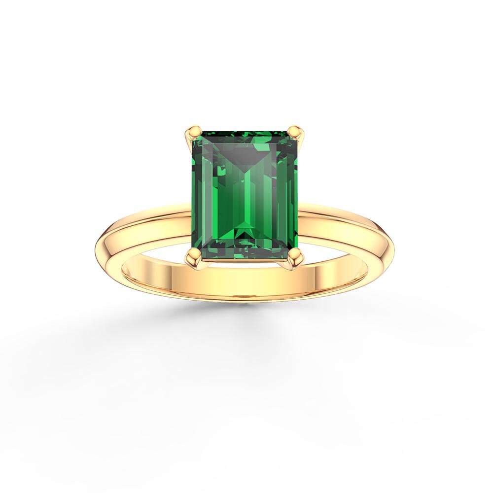 Unity 2ct Emerald Cut Emerald Solitaire 10K Yellow Gold Proposal Ring