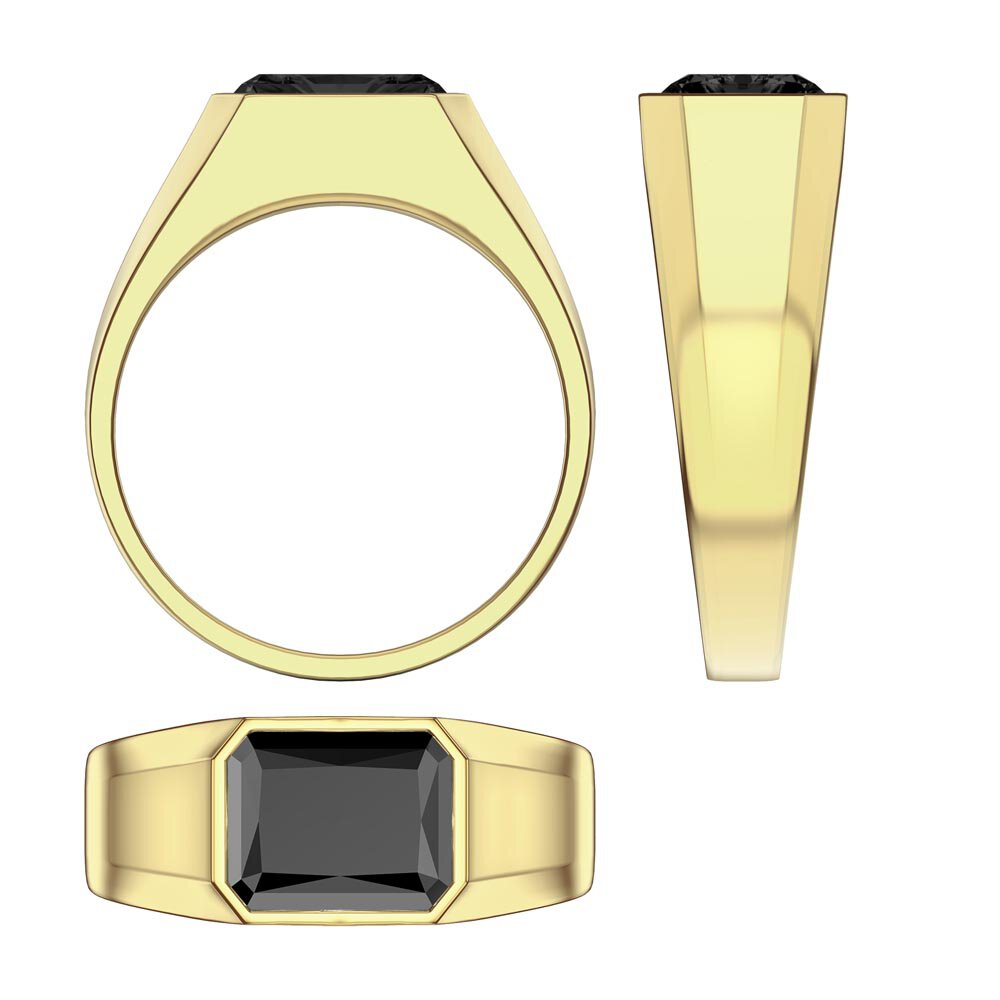 3ct Onyx Emerald cut 18K Yellow Gold Bezel Signet Ring #3