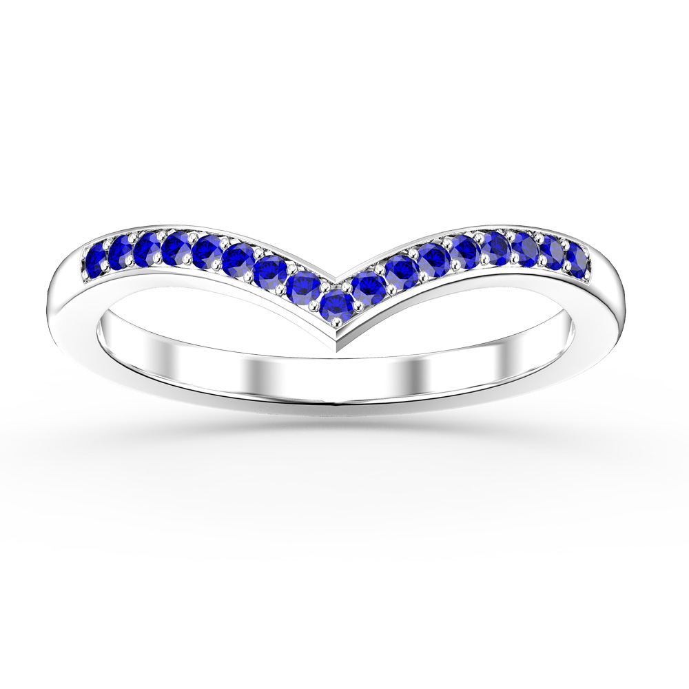 Unity Wishbone Sapphire Platinum plated Silver Promise Ring