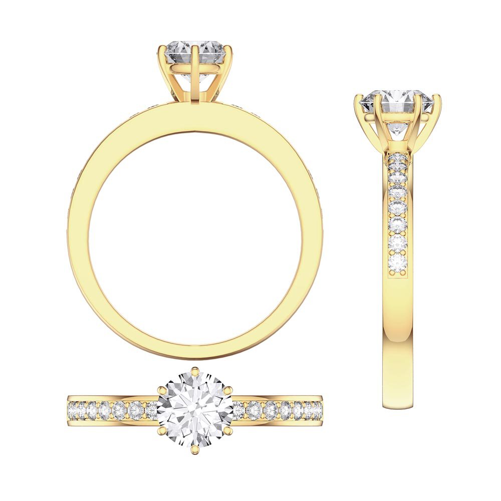 Unity 1ct Moissanitee 18K Yellow Gold Diamond Channel Set Engagement Ring #7