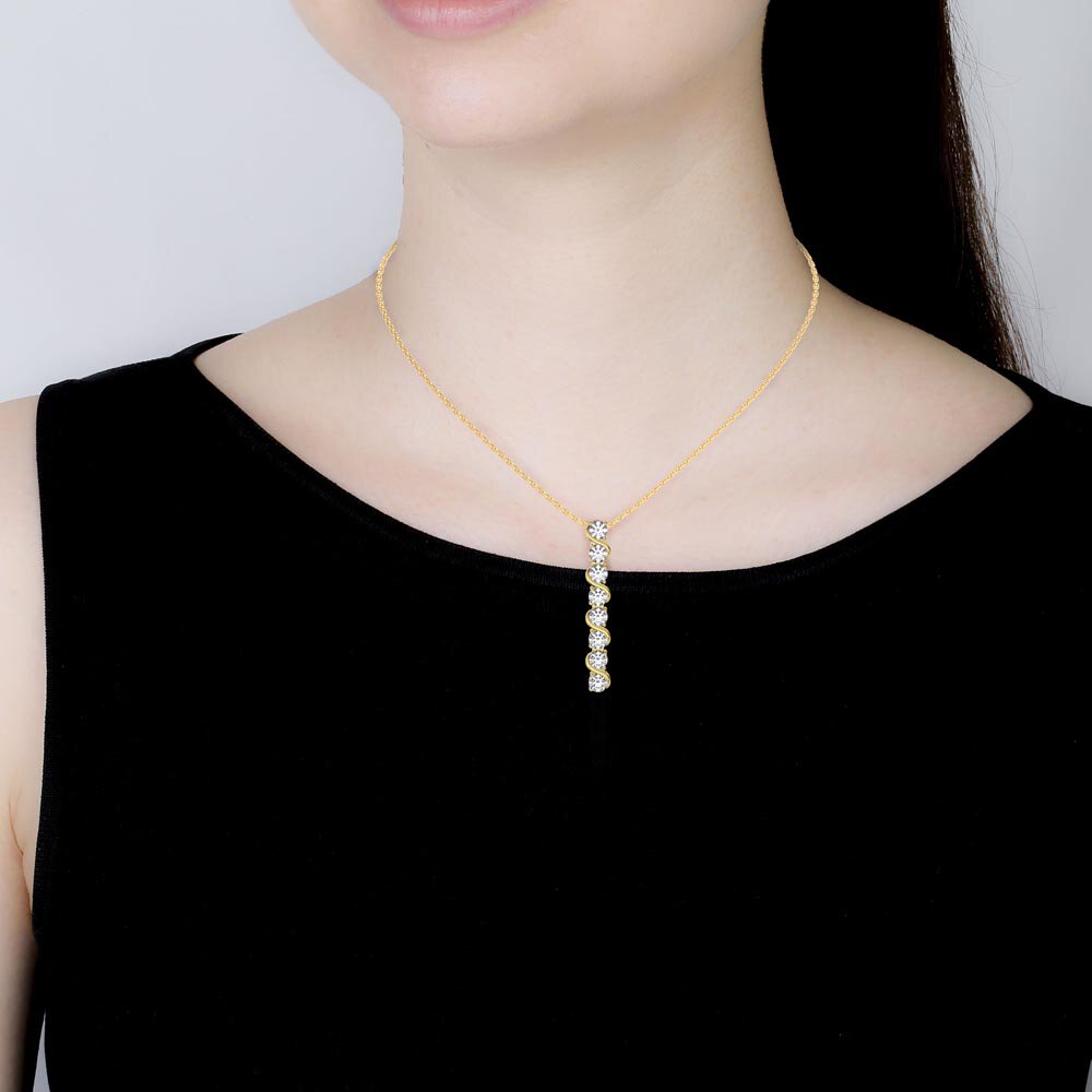 Infinity Moissanite 18K Gold Vermeil S Bar Pendant Necklace #2