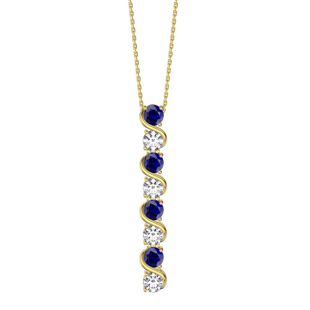 Infinity Sapphire and Moissanite 18K Gold Vermeil S Bar Pendant Necklace