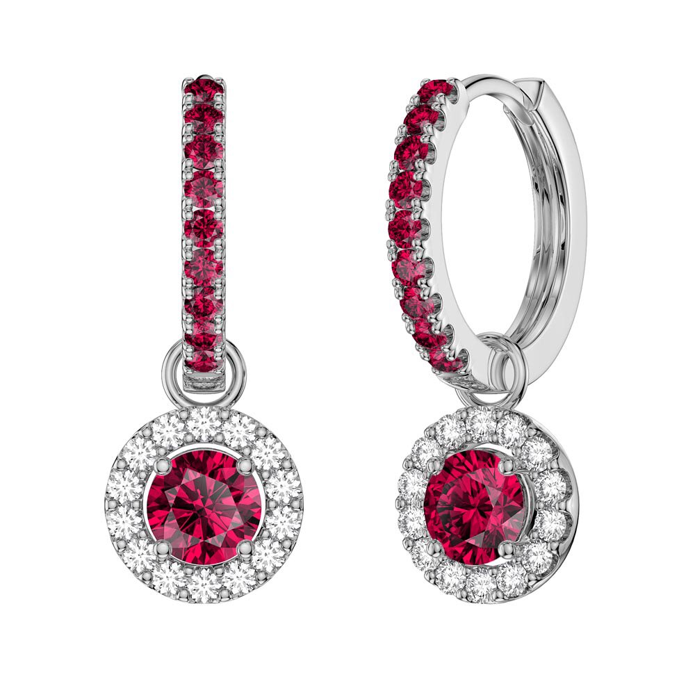 Eternity 1ct Ruby Halo Platinum plated Silver Interchangeable Earring Drops #5