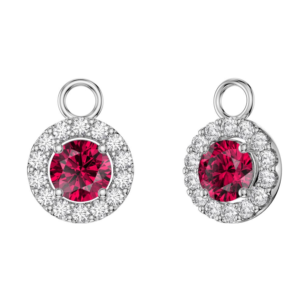 Eternity 1ct Ruby Halo Platinum plated Silver Interchangeable Earring Drops