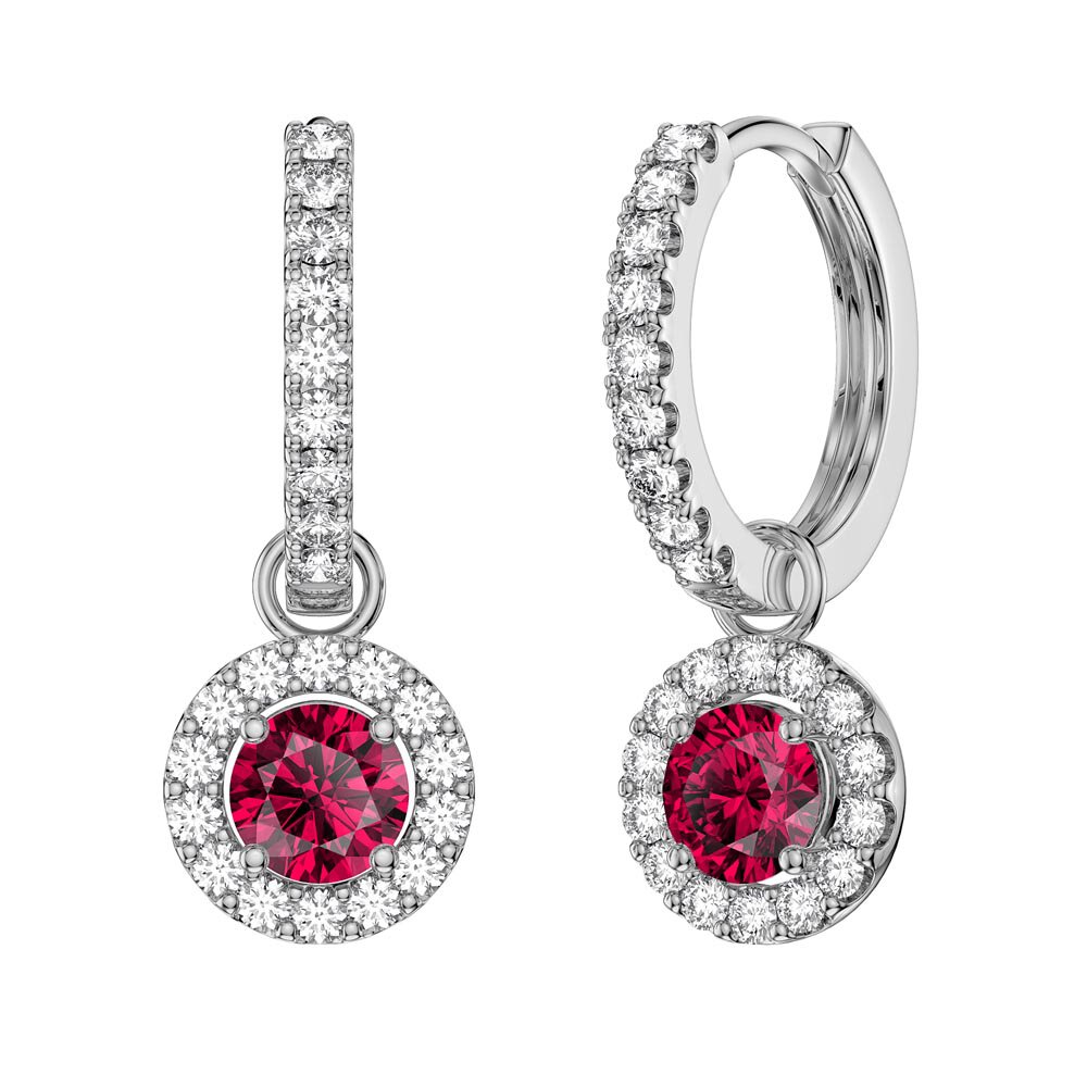 Eternity 1ct Ruby Halo Platinum plated Silver Interchangeable Earring Drops #4