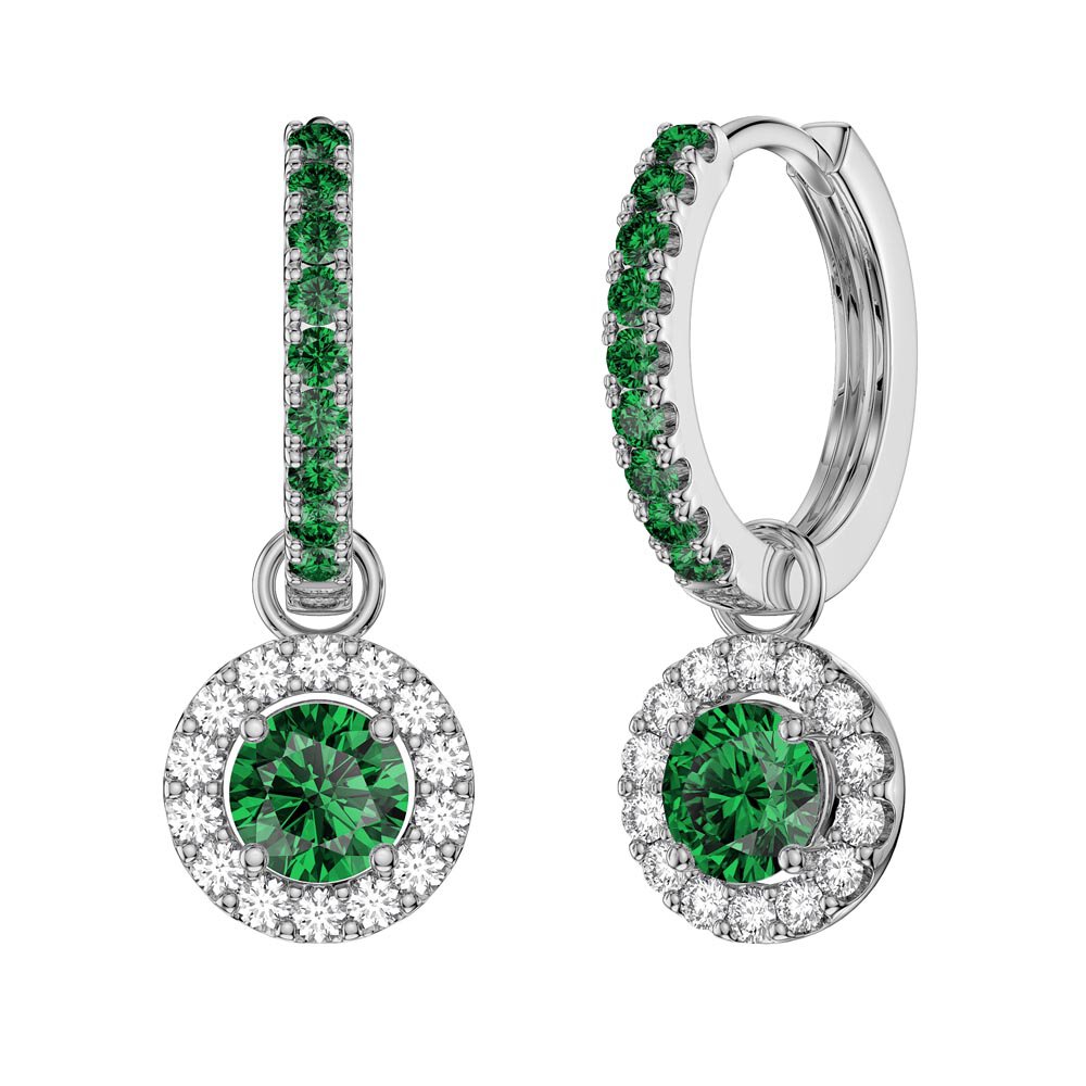 Eternity 1ct Emerald Halo Platinum plated Silver Interchangeable Earring Drops #5