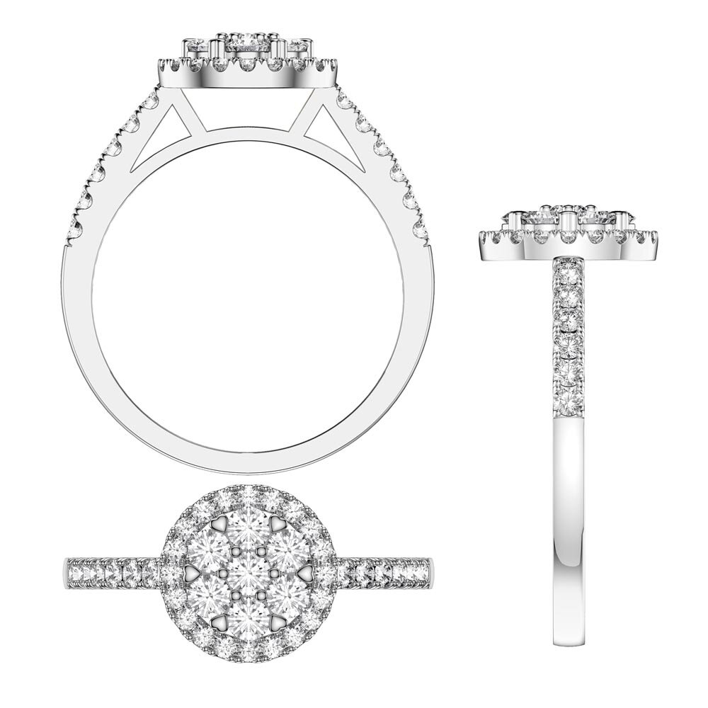 Stardust Lab Diamond Halo 10K White Gold Engagement Ring #3