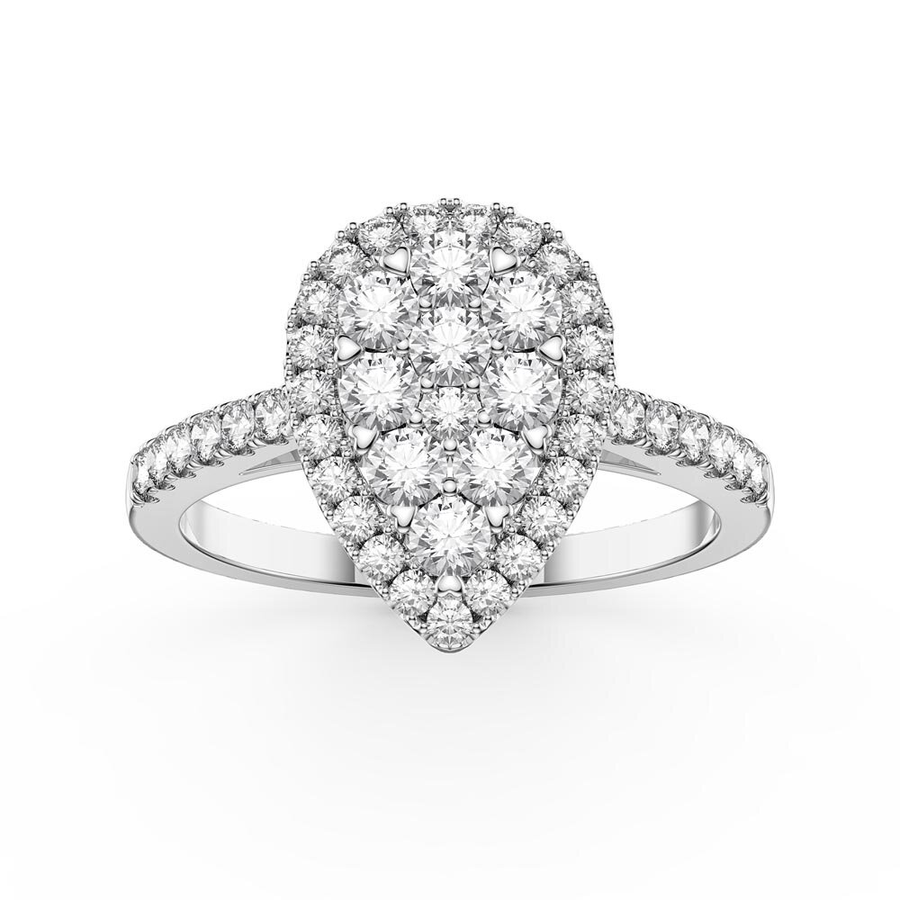 Stardust Lab Diamond Pear Halo 18K White Gold Engagement Ring