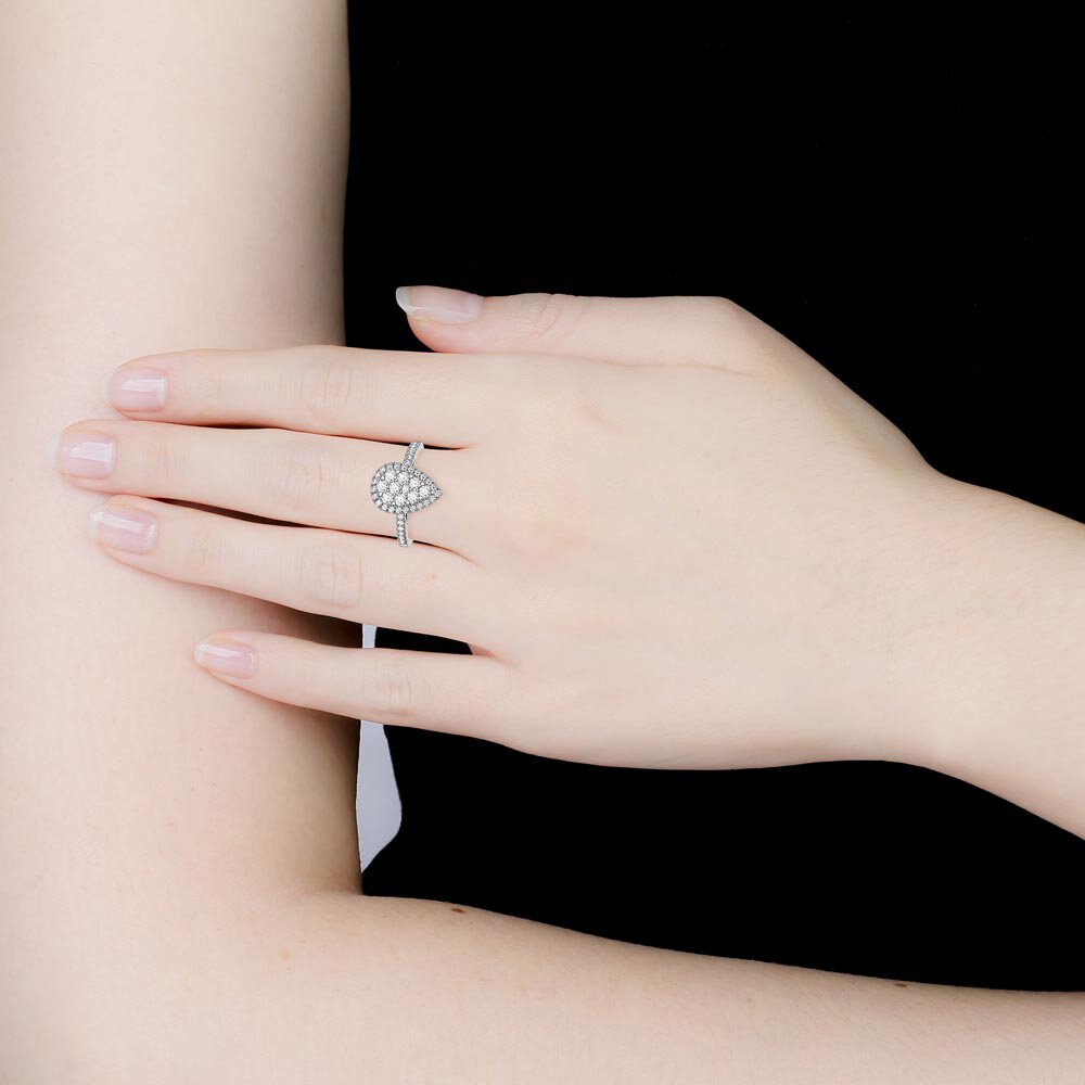 Stardust Lab Diamond Pear Halo 18K White Gold Engagement Ring #2