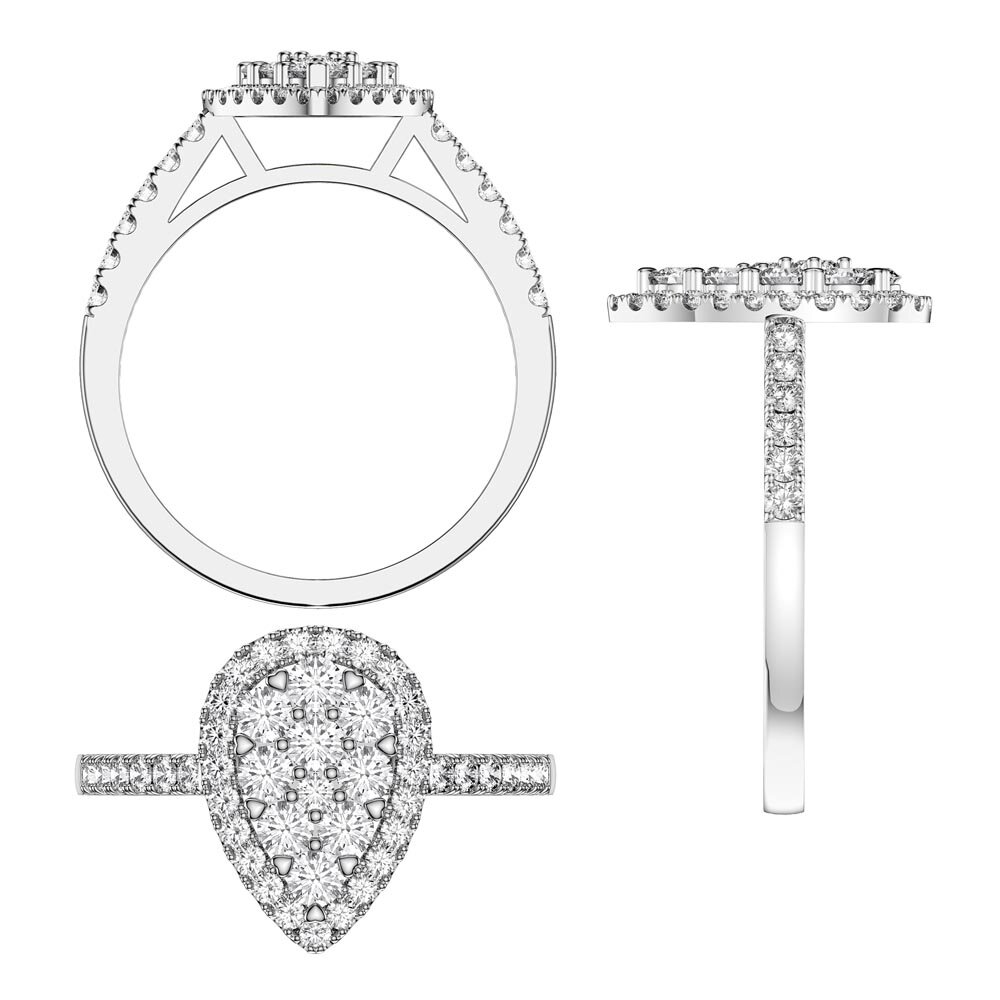 Stardust Lab Diamond Pear Halo 10K White Gold Engagement Ring #3