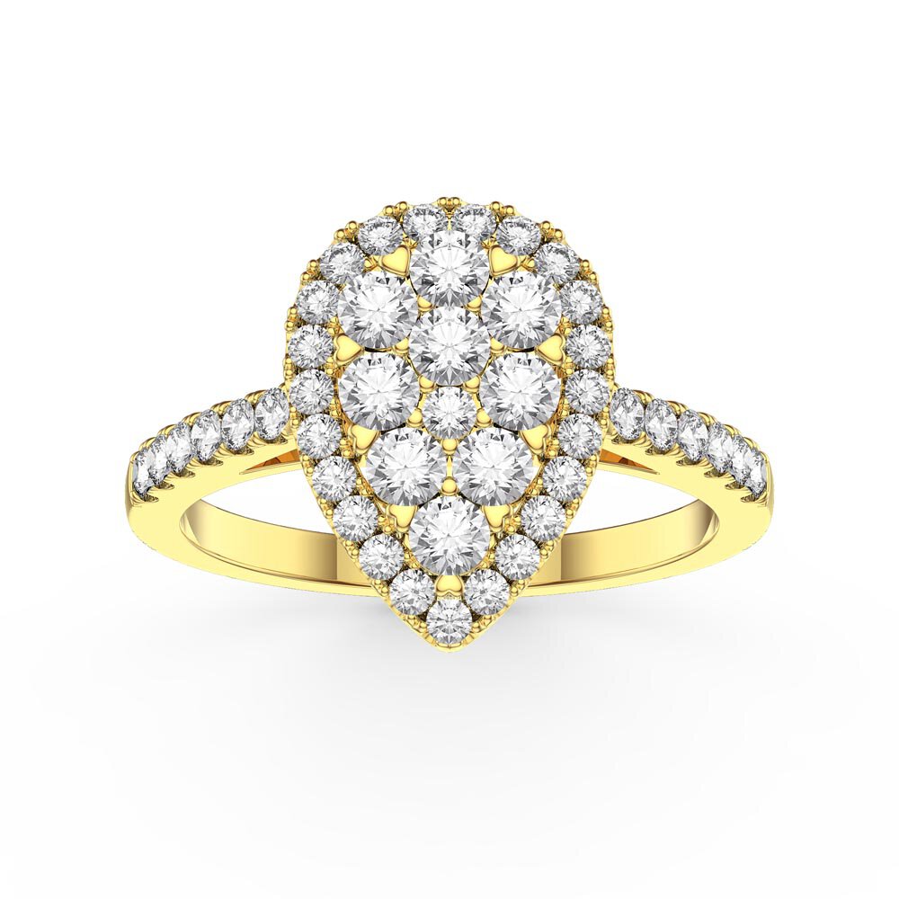 Stardust Lab Diamond Pear Halo 10K Yellow Gold Engagement Ring