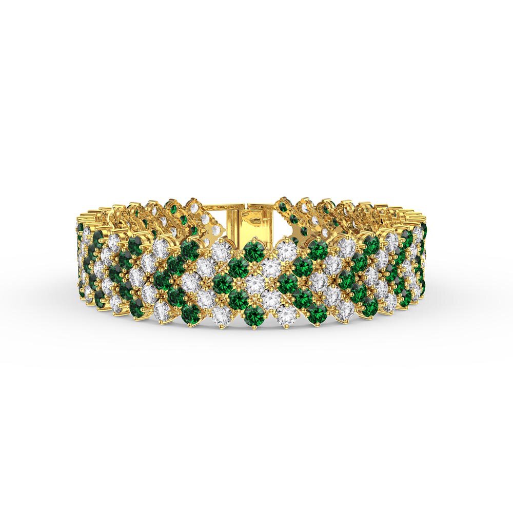 Eternity Five Row Emerald and White Sapphire 18K Gold Vermeil Tennis Bracelet