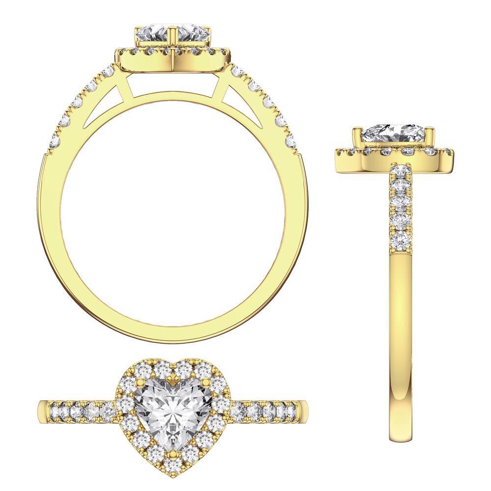 Eternity 1ct Ruby Heart Diamond Halo 18K White Gold Engagement Ring #5
