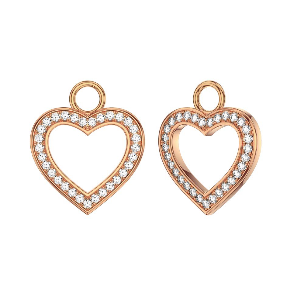 Moissanite Heart 18K Rose Gold Vermeil Interchangeable Earring Hoop Drop Set #3