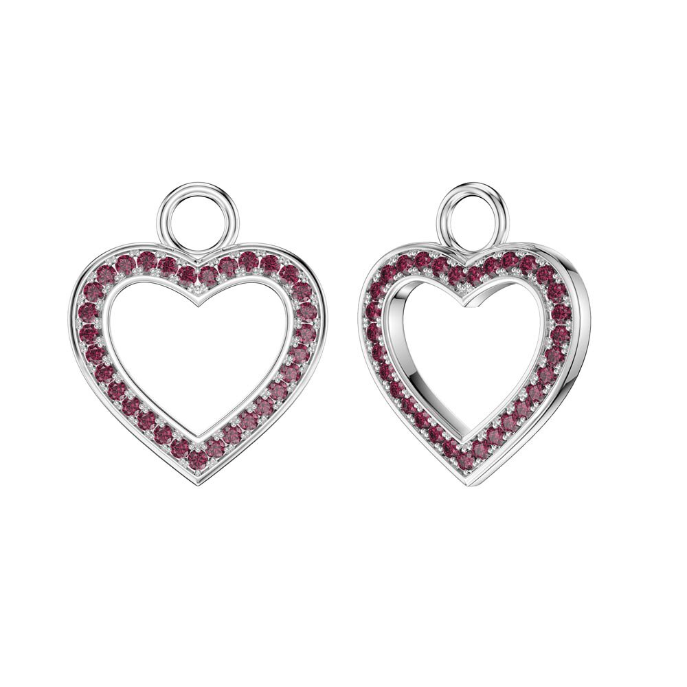 Ruby Heart Platinum plated Silver Interchangeable Hoop Drop Set #4
