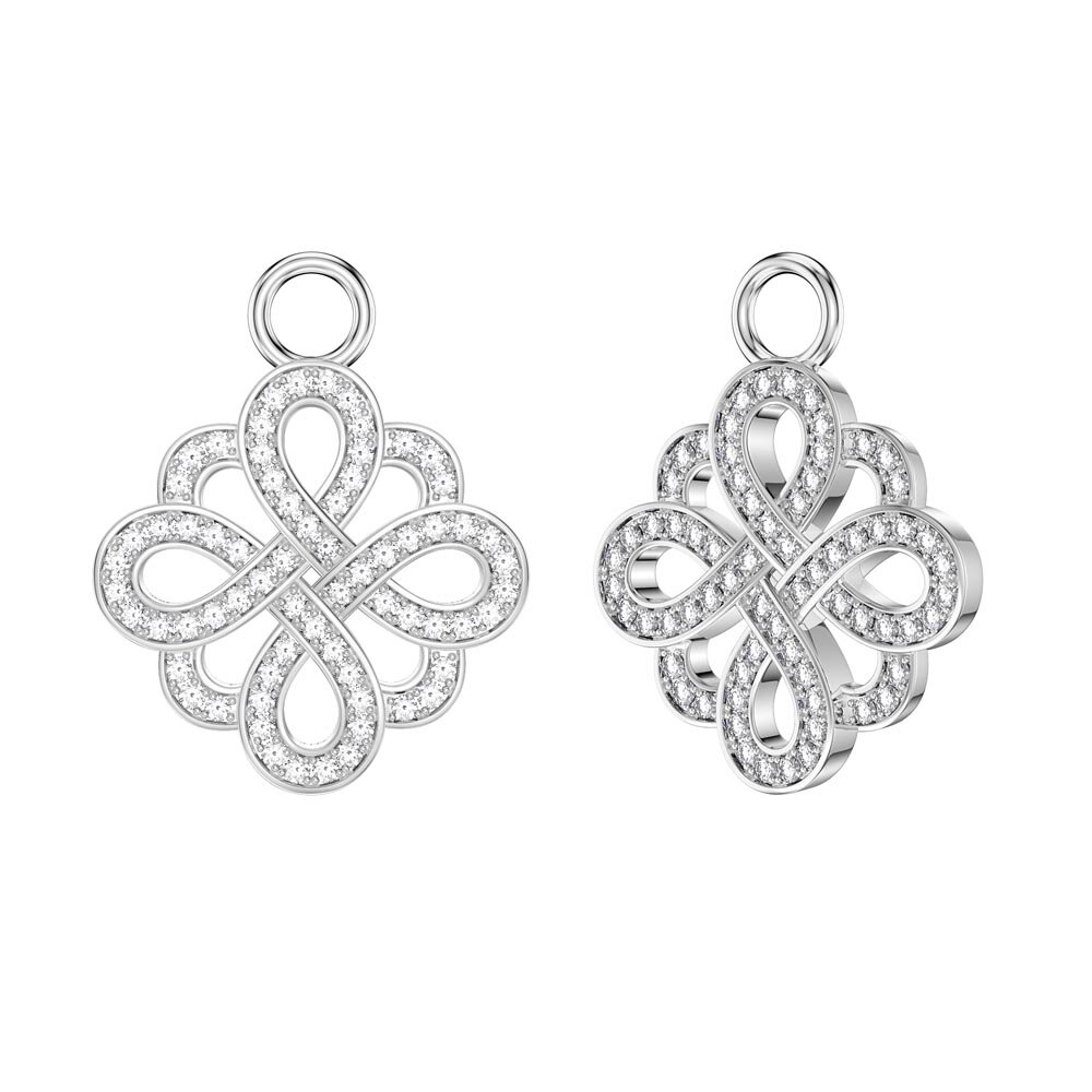 Moissanite Infinity Platinum plated Silver Interchangeable Earring Drops