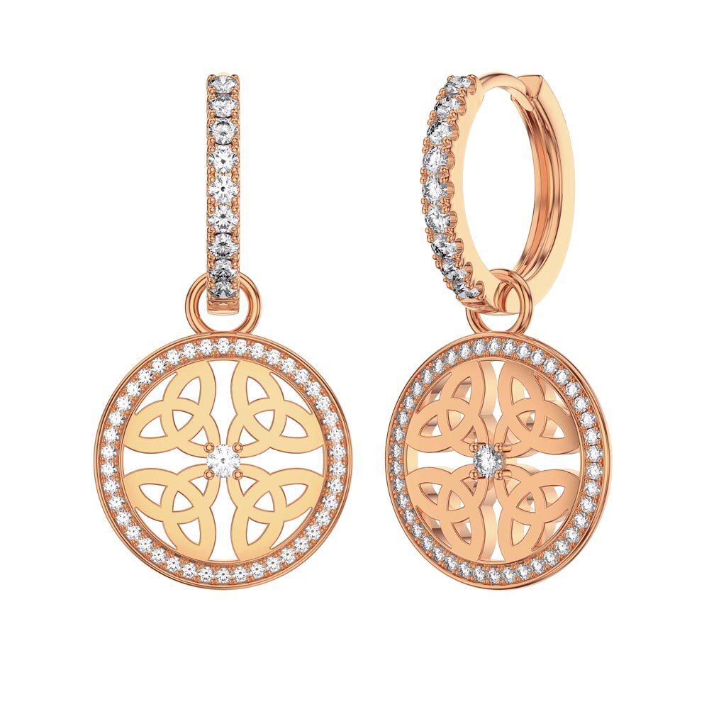 Moissanite Trinity 18K Rose Gold Vermeil Interchangeable Earring Hoop Drop Set