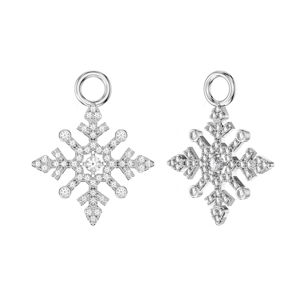 Moissanite Snowflake Platinum plated Silver Interchangeable Earring Hoop Drop Set #3