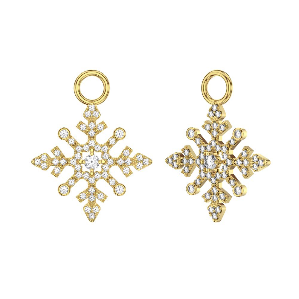 Moissanite Snowflake 18K Gold Vermeil Interchangeable Earring Hoop Drop Set #3