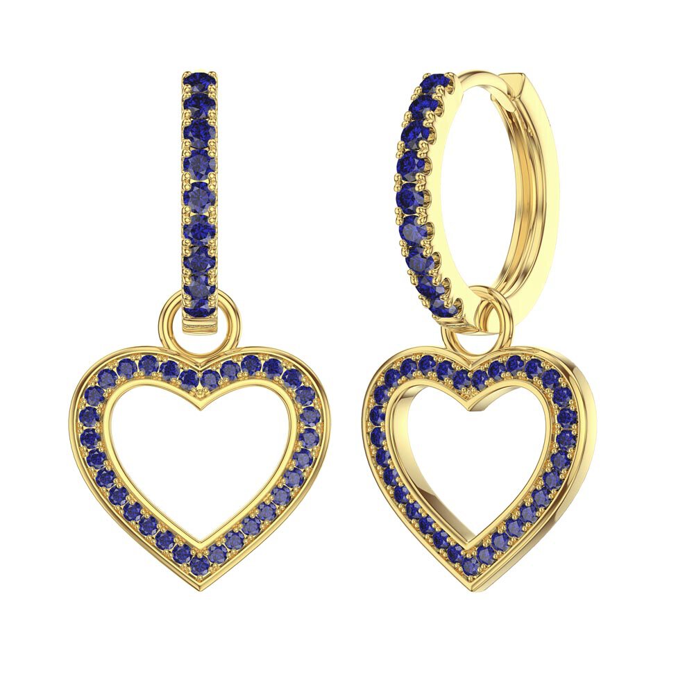 Sapphire Heart 18K Gold Vermeil Interchangeable Sapphire Hoop Drop Set