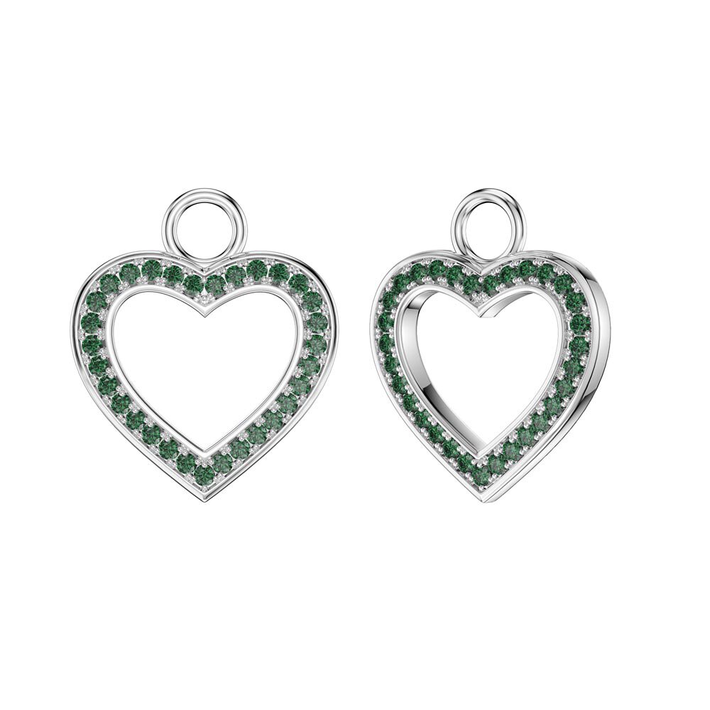 Emerald Heart Platinum Plated Interchangeable Emerald Hoop Drop Set #4