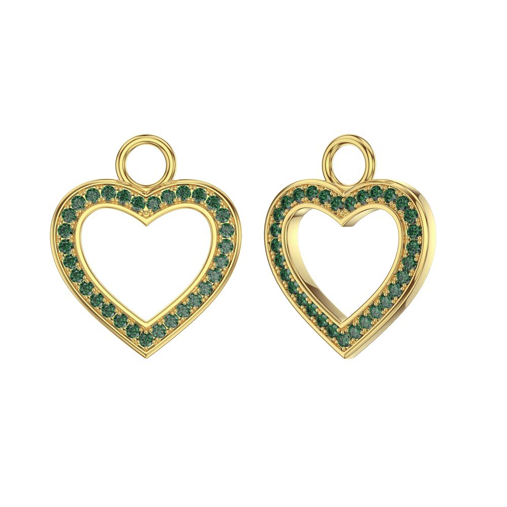 Emerald Heart 18K Gold Vermeil Interchangeable Earring Hoop Drop Set #4