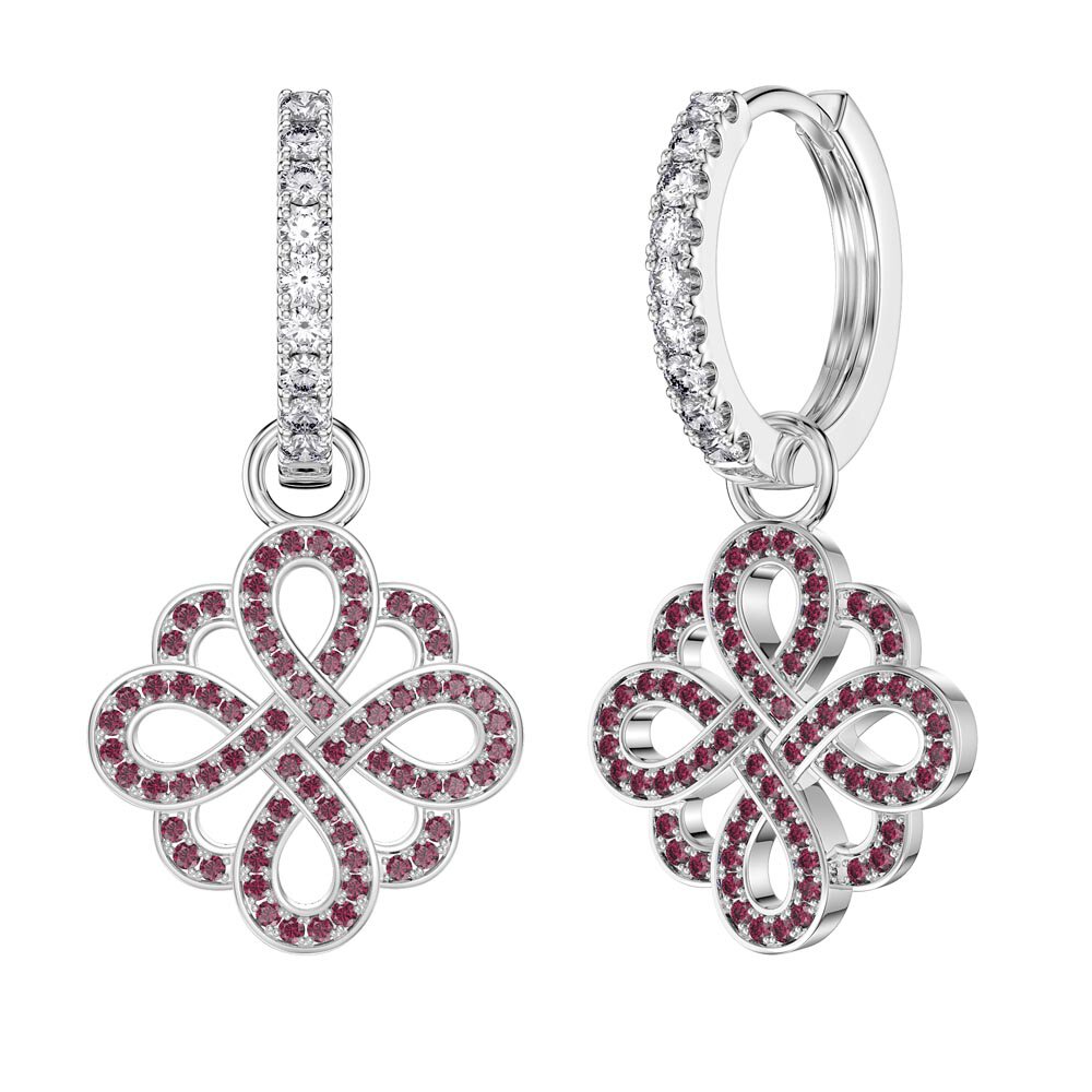 Ruby Infinity Platinum plated Silver Interchangeable Earring Drops #4